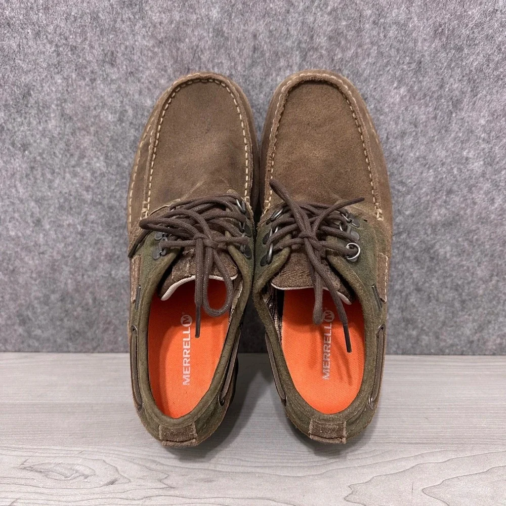 Merrell Palvai‎ Waterproof Mens Sz 9 Bison Brown Suede Leather Oxfords Shoes